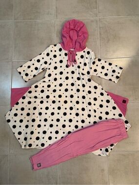 KidCuteTure Sz 10 Black White Pink Polka Dot Dress & Capris